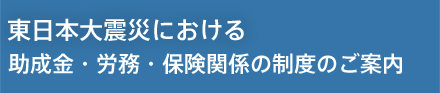 東日本大震災における助成金・労務・保険関係の制度のご案内